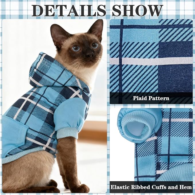 EXPAWLORER Plaid Cat Hoodie - Image 4