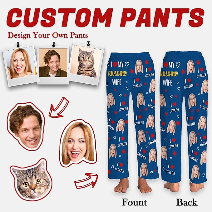 Personalized Face Pajama Pants for Men Women Custom Photo Printed Pajamas - Image 3