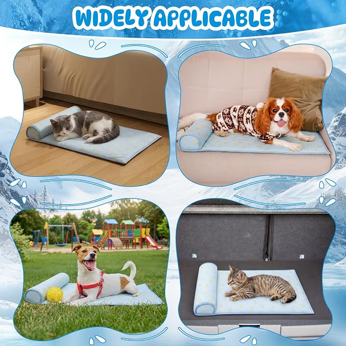 4 Pack Cooling Dog Mats with Supportive Pillow 23.6" x 31.5" Self Cooling Dog - Image 7