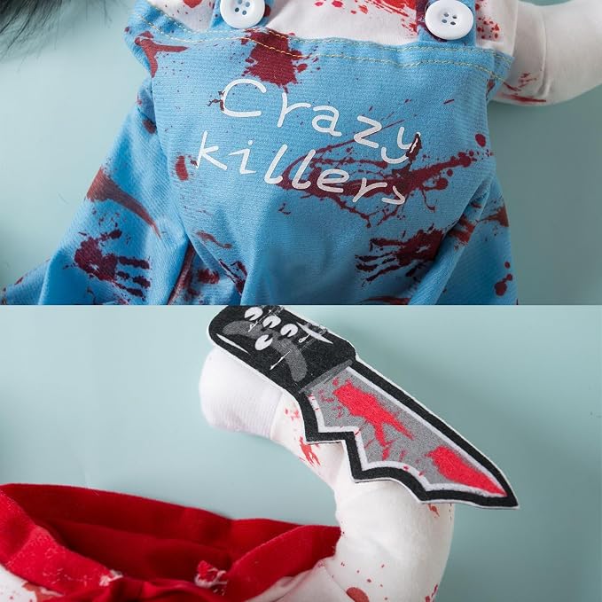 Dog Halloween Deadly Costume Set Cute Funny Cosplay Chucky Outfits Puppy - Image 4