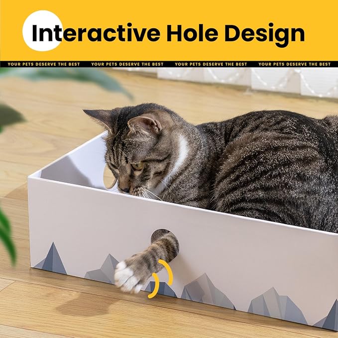 Cat Scratcher Box with Heavy-Duty Double-Sided Cardboard Pad, Cardboard Lounger - Image 4