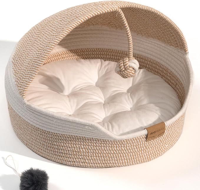 CHEERPALS Cat Basket Bed for Indoor Cats, Covered Pet Bed by CHEERPALS