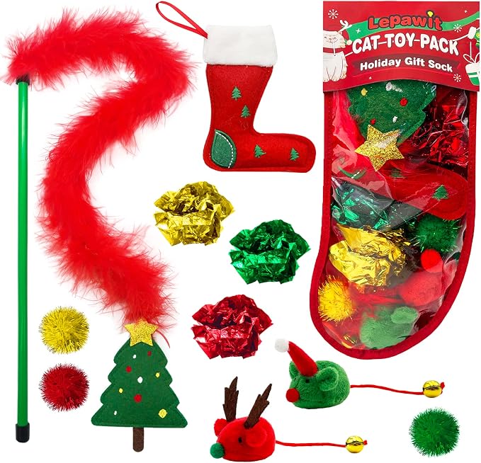 Cat Christmas Stocking, 10 Pack Gifts by Lepawit