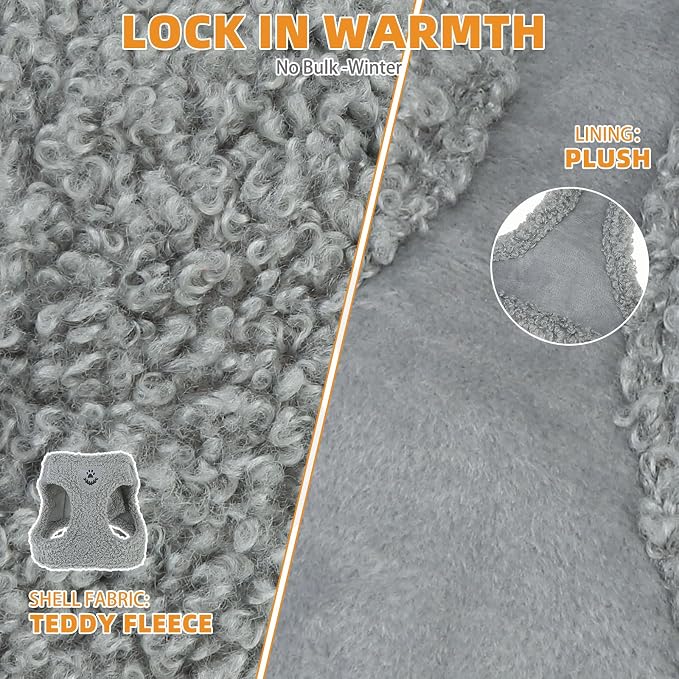 KOOLTAIL Plush Small Dog Harness and Leash Set, Warm Fleece No Pull Puppy Vest - Image 4