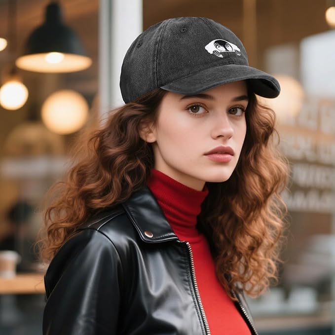 Embroidered Baseball Cap Adjustable Vintage Washed Distressed Denim Baseball Hat - Image 5