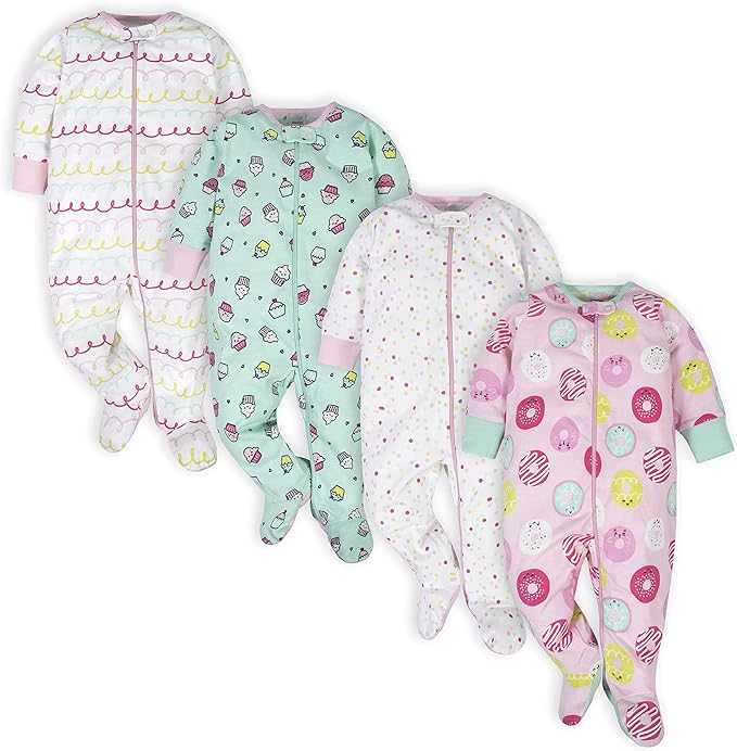 Onesies Brand Baby Girls' 4-pack Sleep 'N Play Footies Multi Pack by OnesiesBrand