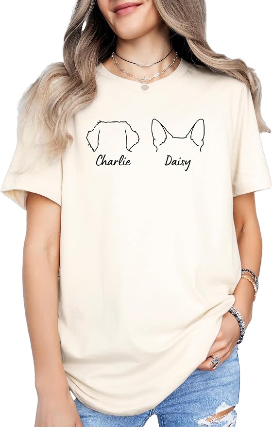 Custom Dog Shirt Personalized Dog Ears Tshirt Puppy Breed Name Shirt Puppy Mom by coreus