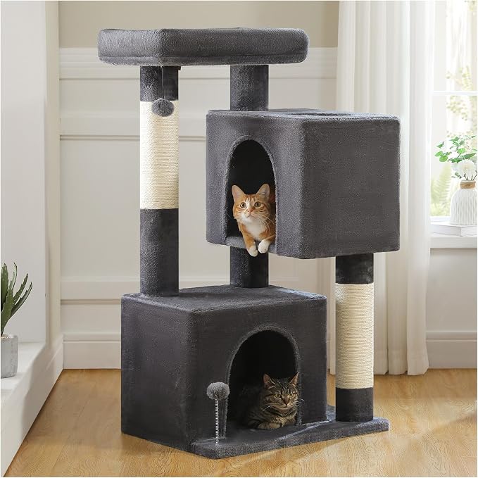 XL Cat Tower 44" Cat Tree for Large Cats 20 lbs+, 2 Spacious Condos by UYMI