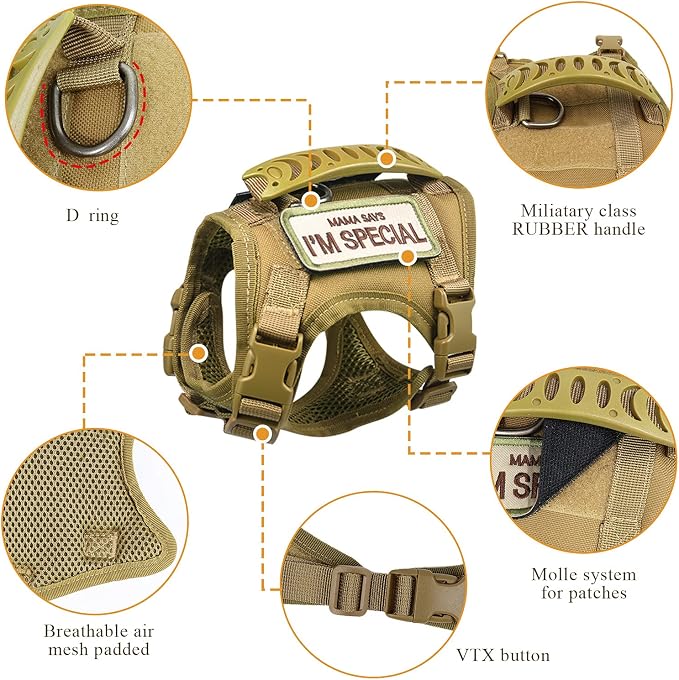 Tactical cat Vest Adjustable Kitten Harness no Pull Puppy Vest - Image 6