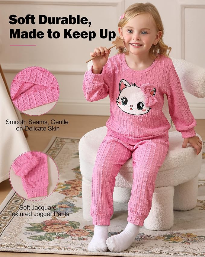 Jecson Toddler Girl Fall Clothes: Soft Outfits Set Embroidered Knit Top & - Image 4