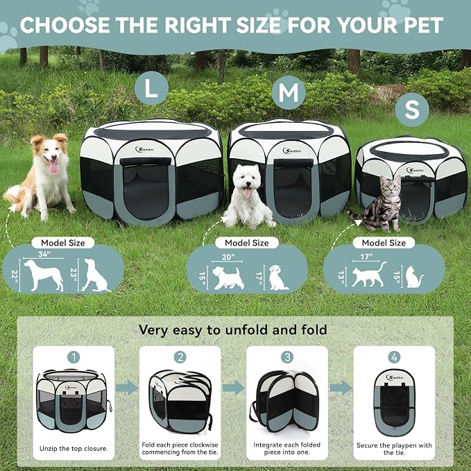 Dog Playpen, Puppy Pet Playpen, Medium Dogs Tent Crates Cage Indoor/Outdoor - Image 2