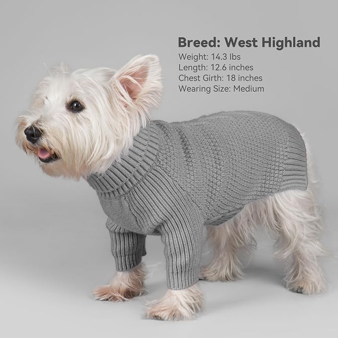 cyeollo Small Dog Sweater with Long Sleeves Turtleneck Knitted Warm Dog Clothes - Image 7