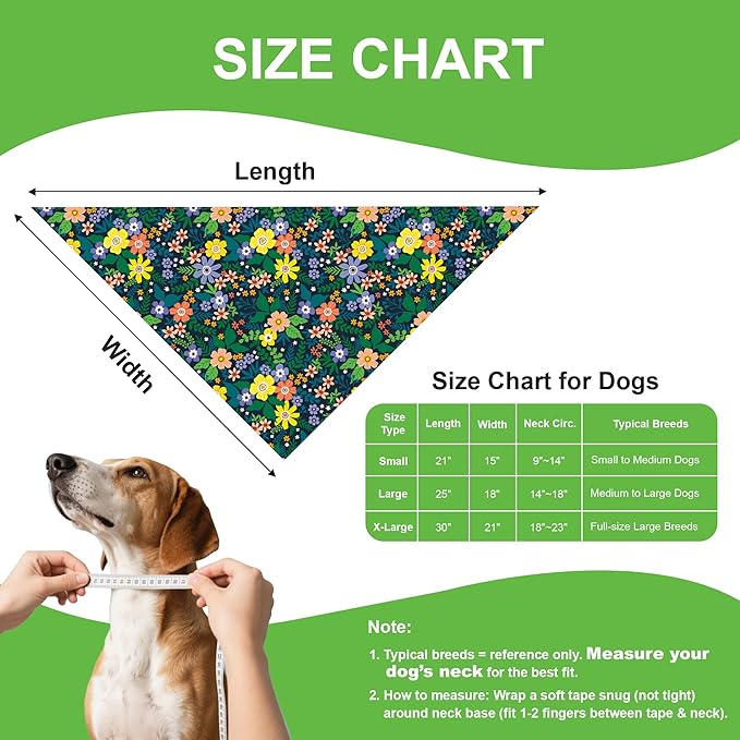 Spring Plaid Dog Bandana for Medium Large Dogs, Reversible 2 Patterns in 1 - Image 4