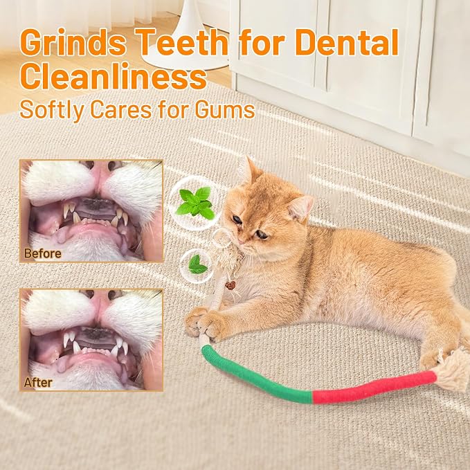 Cat Toys Chew Ropes, Safe Teeth Cleaning Toy - Image 3