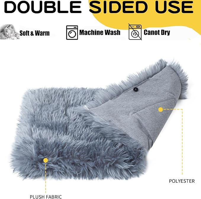 Self Warming Dog Cat Bed Mat 19.6x31.4 inch, Washable Soft Plush Faux Fur - Image 4