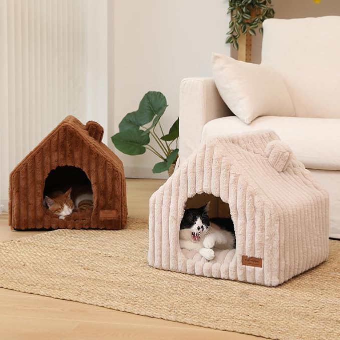 FUKUMARU Cat Houses for Indoor Cats, Washable Cute Cat Bed Cave - Image 8