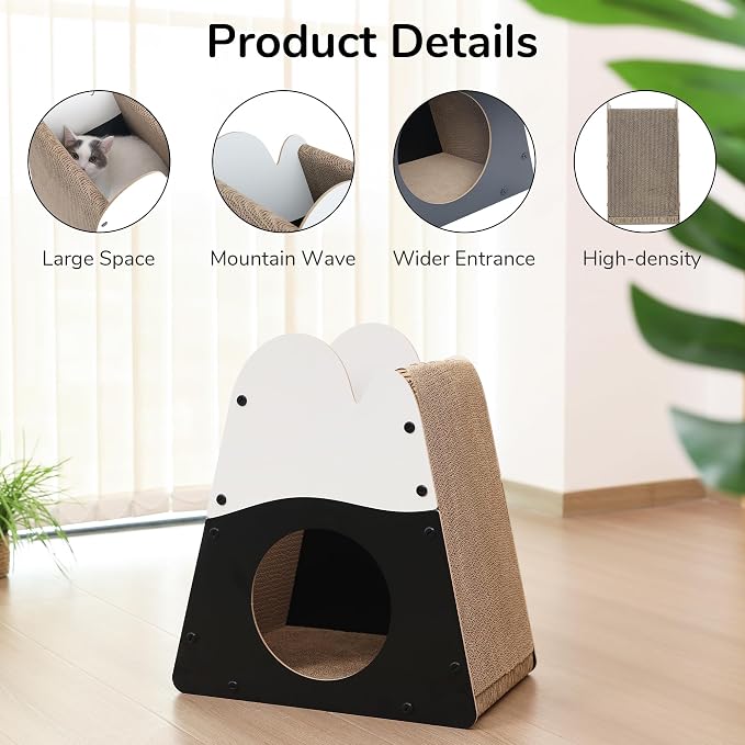 FUKUMARU Cat Scratcher House, 19.5 Inch Cozy Cardboard Cat Scratcher, Moutain - Image 7