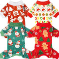 XPUDAC 4 Pieces Dog Christmas Pajamas Santa Claus Pet Clothes Cute Dog Pajamas by XPUDAC