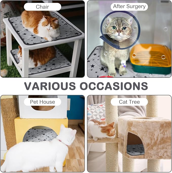 Namalu 4 Pack Self Warming Cat Bed Self Heating Cat Mat Star Pattern Soft Dog - Image 4