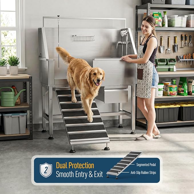 46" Dog Wash Station, 304 Stainless Steel, Side Ramp, 440 lb - Image 7