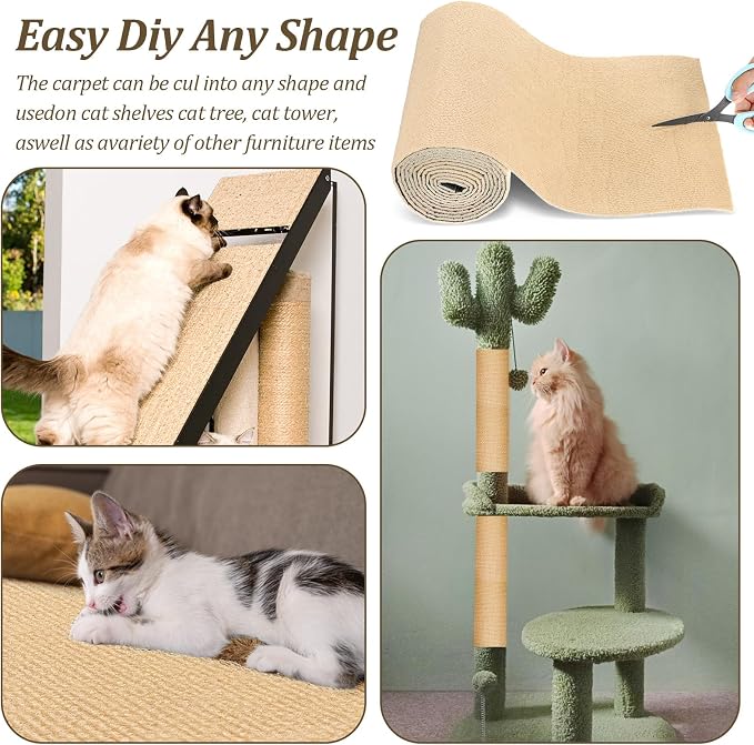 Cat Scratching Mat, Cats Scratch Furniture Protector Trimmable Self-Adhesive - Image 4