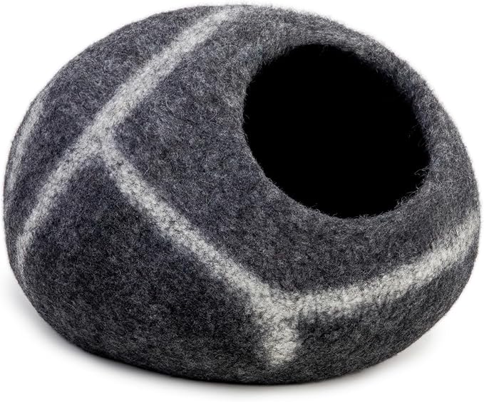 Woolygon Premium Felt Cat Cave Bed – Wool Kitty Beds Handcrafted Kitten Caves - Image 2