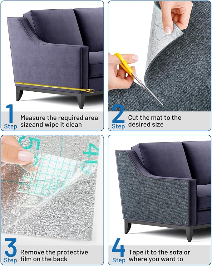 Cat Scratch Couch Furniture Protector, 78.7in x 15.8in Self-Adhesive Cat - Image 7