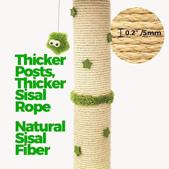 TinyBeast 29.5" Tall Cat Scratching Post, 4-in-1 Natural Sisal Cat Scratcher - Image 2