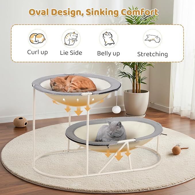 Erinnyees 2-Tier Elevated Cat Hammock Bed, Breathable Oxford - Image 7