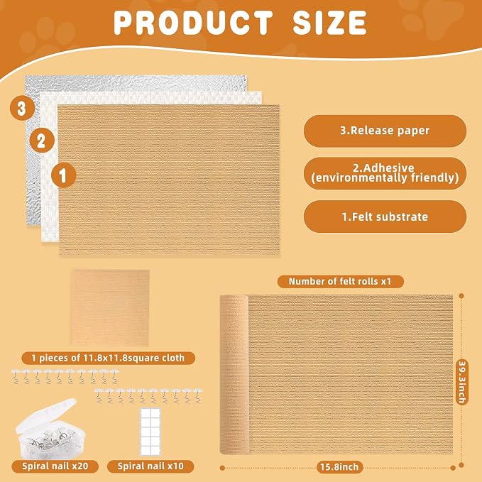 2pack Cat Scratch Couch Furniture and Wall Protector | Adhesive Cat Scratch Pad - Image 6