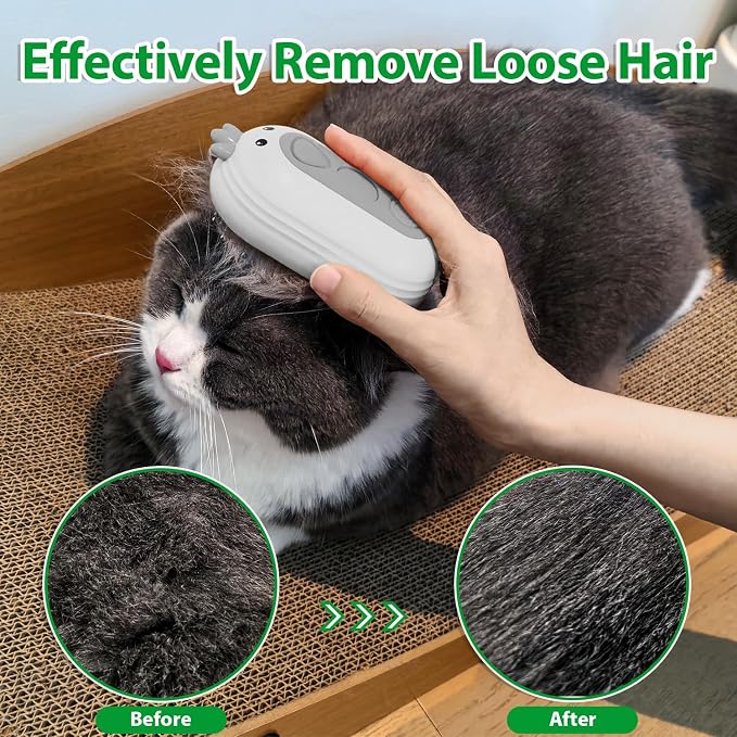 Cat Steam Brush with Release Button, 3 in 1 Rechargeable Pet Spray Water Comb - Image 7