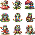 9pcs Frog Mushroom Iron On Heat Transfer Stickers Ready to Press Vinyl Decal by Amazingxy