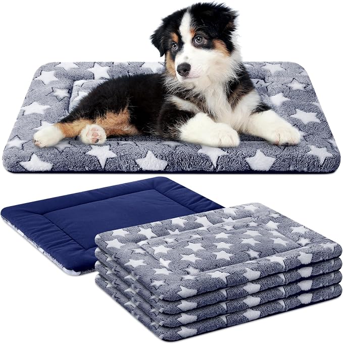 VitalCozy 4 Pcs Dog Crate Pads, Ultra Soft Warm Washable Anti-Slip Kennel Bed by VitalCozy