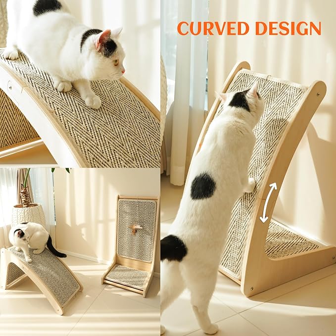 PETKARAY Cat Scratcher, Sisal Cat Scratch Pad, Curved Scratching Board - Image 6