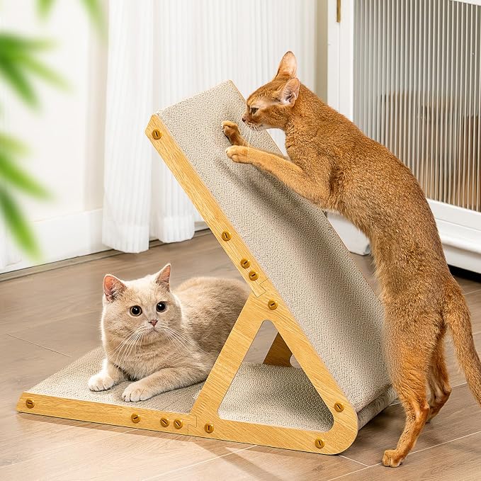 A-Frame Cat Scratchers for Indoor Cats, Wood Frame & Recycled Cardboard Scratch - Image 9