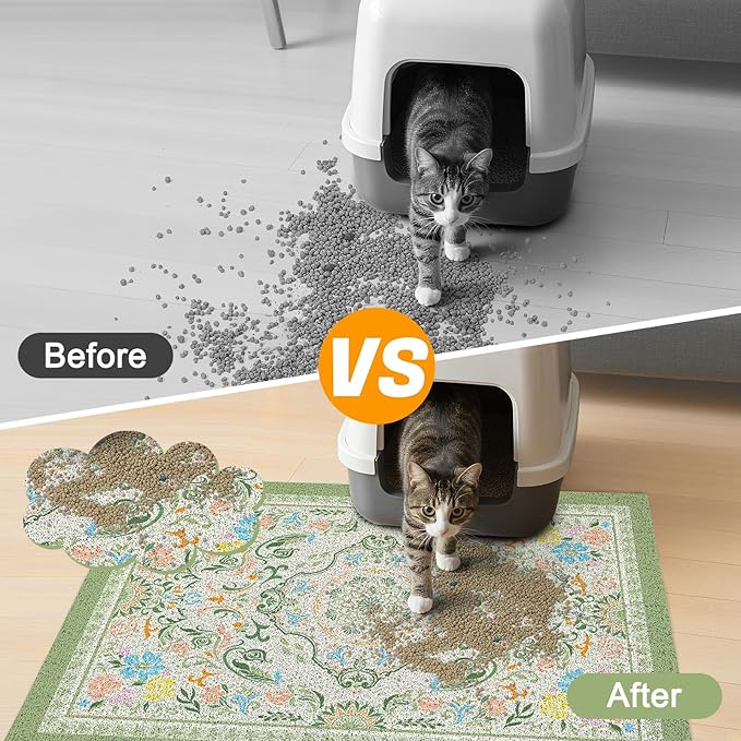 Glittme Cat Litter Mat with Non-Slip Bottom Litter Box Mat 24"X15" Litter - Image 3