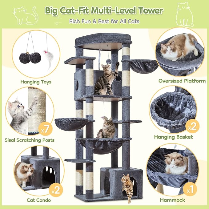 Taoqimiao 72 Inch Cat Tree, XXL Cat Tower - Image 4