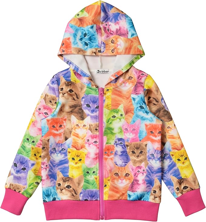 Girls Zip Up Hoodie Jacket Unicorn/Cat Sweatshirt by Jxstar