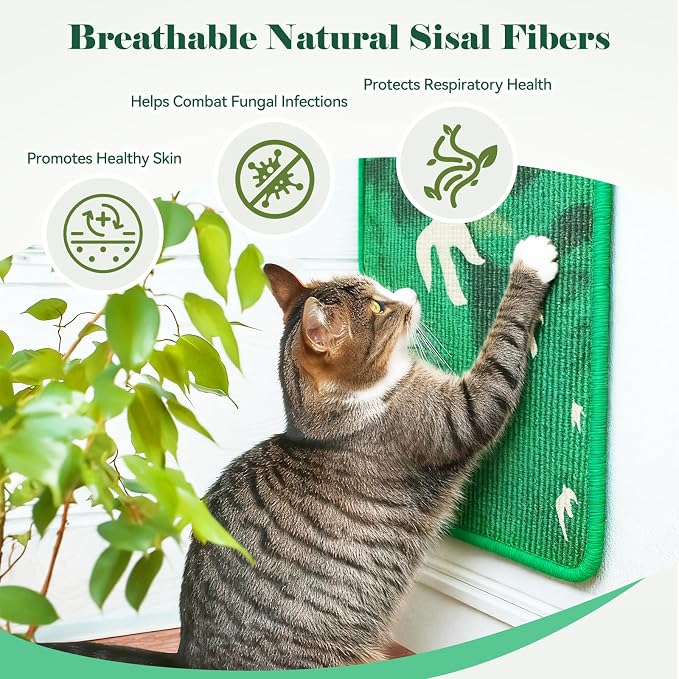 3-in-1 Sisal Cat Scratcher Mat 23.6x15.7'' Protects Carpet Couch & Furniture - Image 3