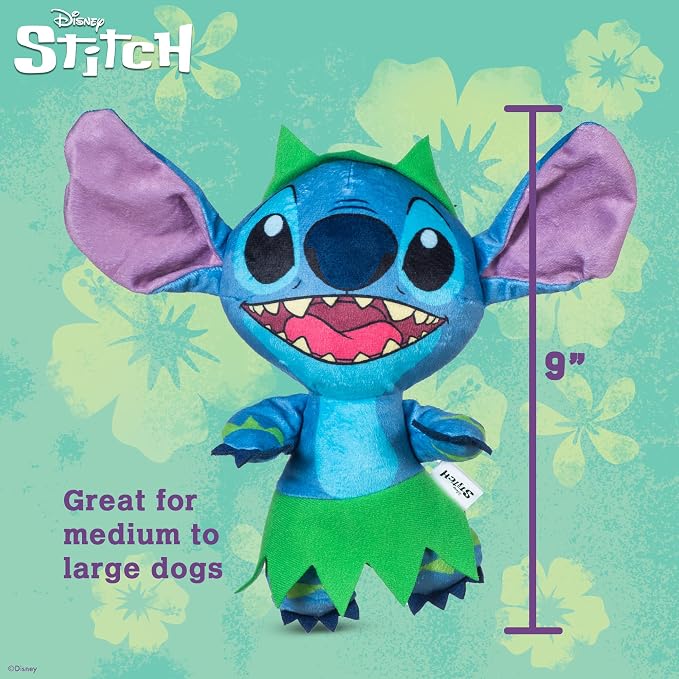 Disney for Pets Lilo and Stitch Bow Wow Luau Plush Dog Toy, – Squeaker & - Image 5