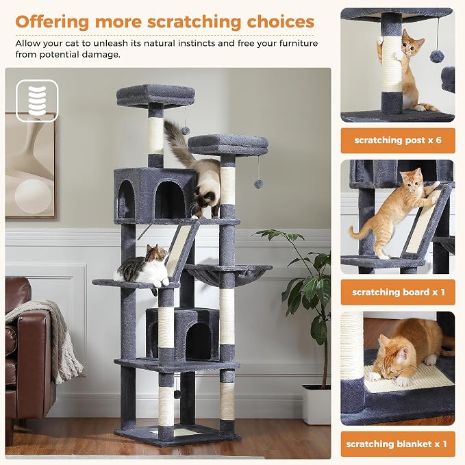 PAWZ Road Large Cat Tower, 70 Inches Tall Cat Tree - Image 5