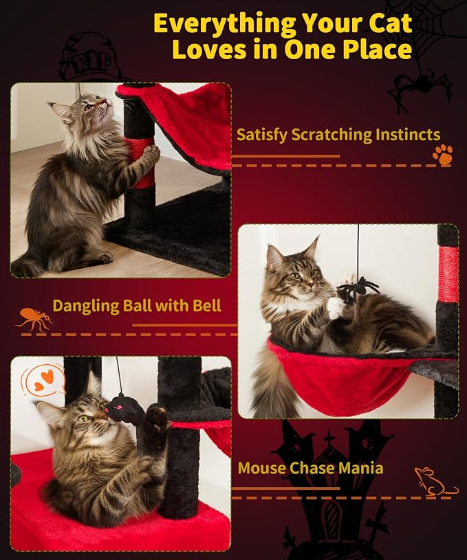 AMHANCIBLE Gothic Cat Tree, 70 Inch Tall Cat Tower - Image 7