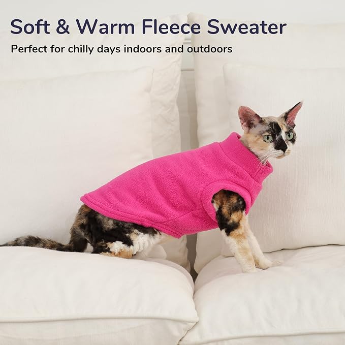 PUMYPOREITY Cat Sweater, Warm Kitten Clothes, Fleece Winter Coat - Image 3