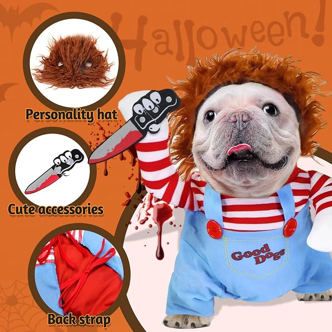 Pet Deadly Doll Dog Costume, Novelty Halloween Christmas Costumes Funny Dog - Image 5