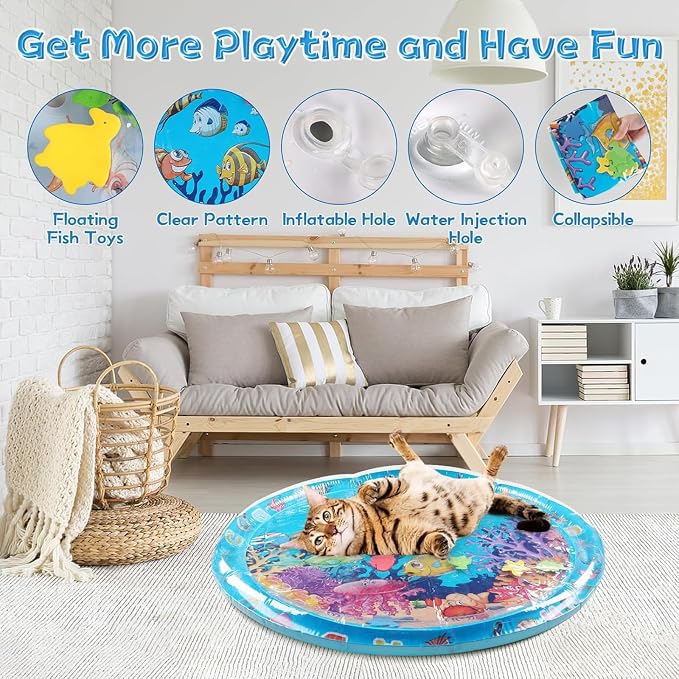 Aqua Cats Water Mat with Fish, Cat Dog Water Mat, Thickened Durable Non-Slip - Image 3