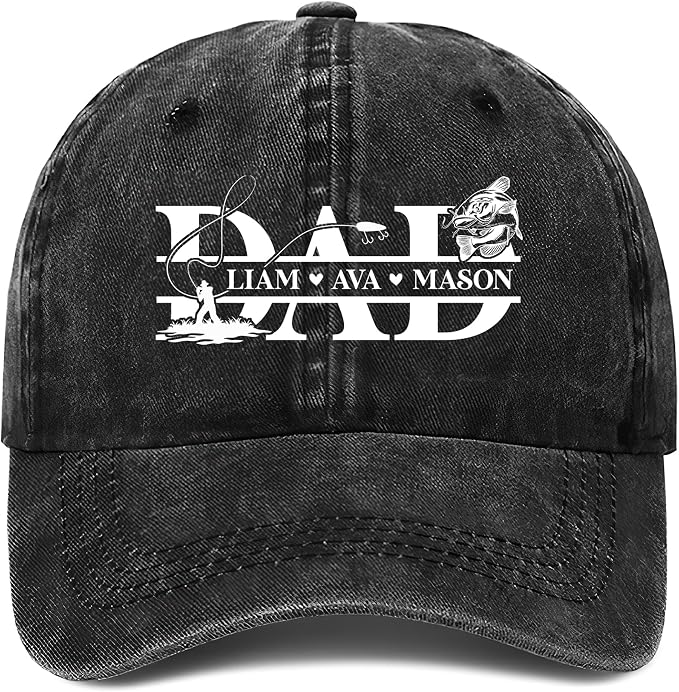 Personalized Vintage Washed Denim Dad Hat, Custom Baseball Cap by Lallamotion