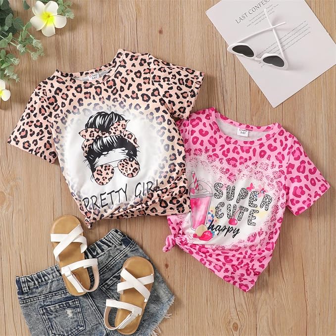 PATPAT Girls Crewneck Short Sleeve Graphic Tees Animal Print Shirts Cute Summer - Image 7