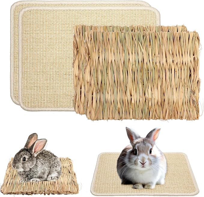 4 Pcs Rabbit Scratcher Mat, Rabbit Grass Mats by Cynailli