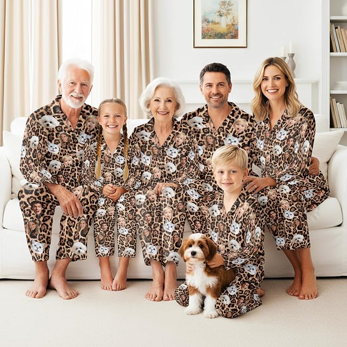 Artsadd Custom Pajamas for Women Men Family, Personalized Face Pjs Pajama Pants - Image 2