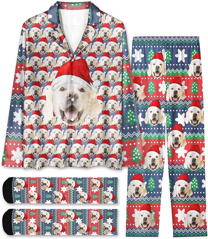 Custom Face Pajamas for Women Men, Personalized Dog Cat Pet Pajamas Set by Unknown